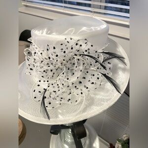 White Hat Black & White Polka Dot Accents